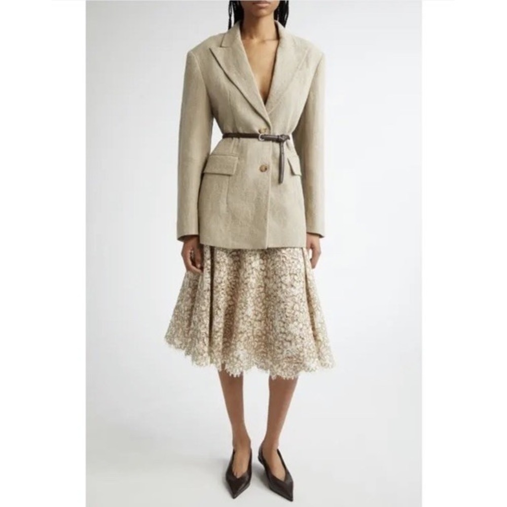 Michael Kors Collection $2190 Sculpted Linen Blazer In Hemp Melange Size 6